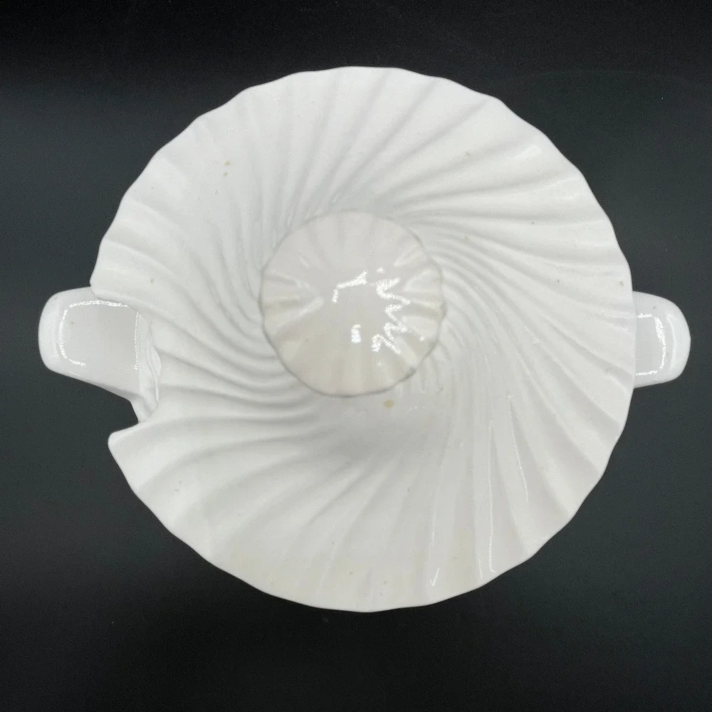Vintage Ceramic White Swirl Gravy Soup Tureen-‎ As Is- Small Chip No Ladle
